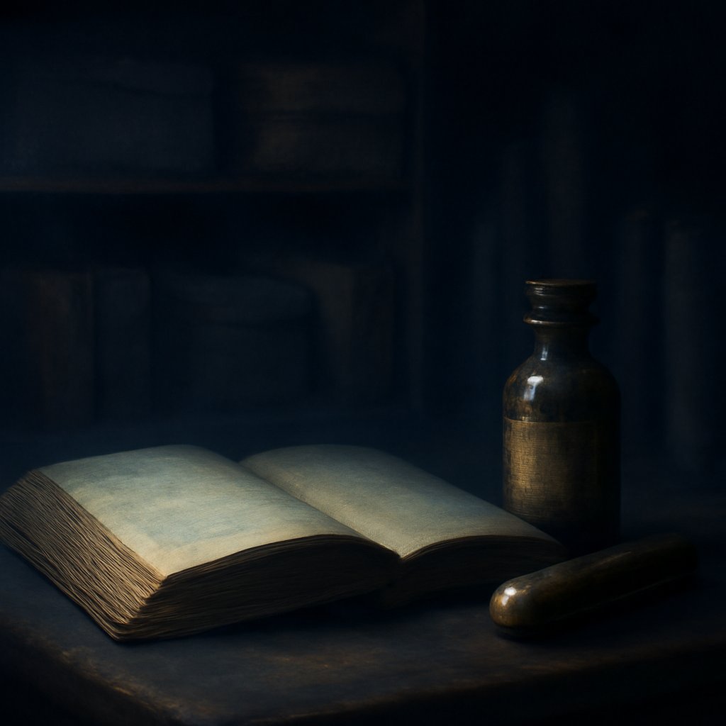 A Victorian leather vaccination ledger, brass lancet case, and apothecary bottle on an archive shelf, evoking the historical roots of vaccine hesitancy and compulsory-vaccination laws